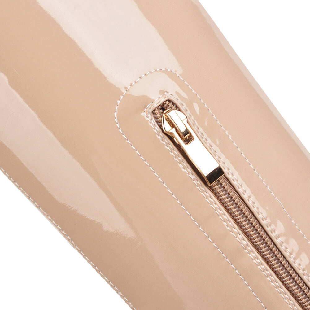 Stivali con tacco a spillo lunghi e sottili in vernice PU