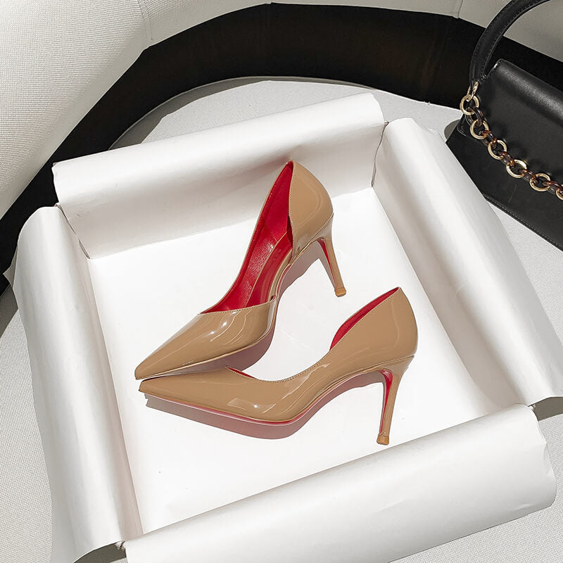 Stivaletti a spillo con scollo laterale color albicocca