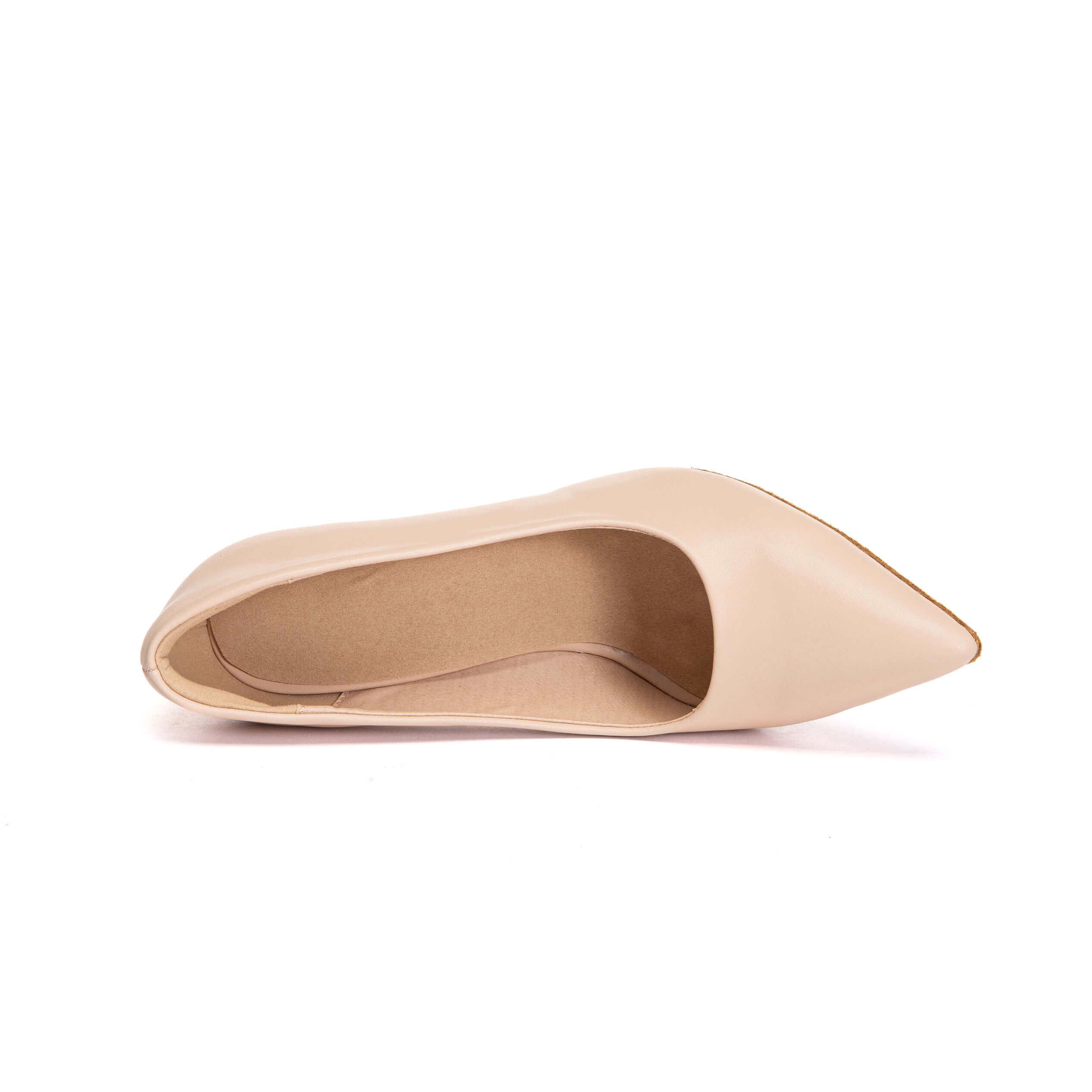 Décolleté in pelle opaca beige