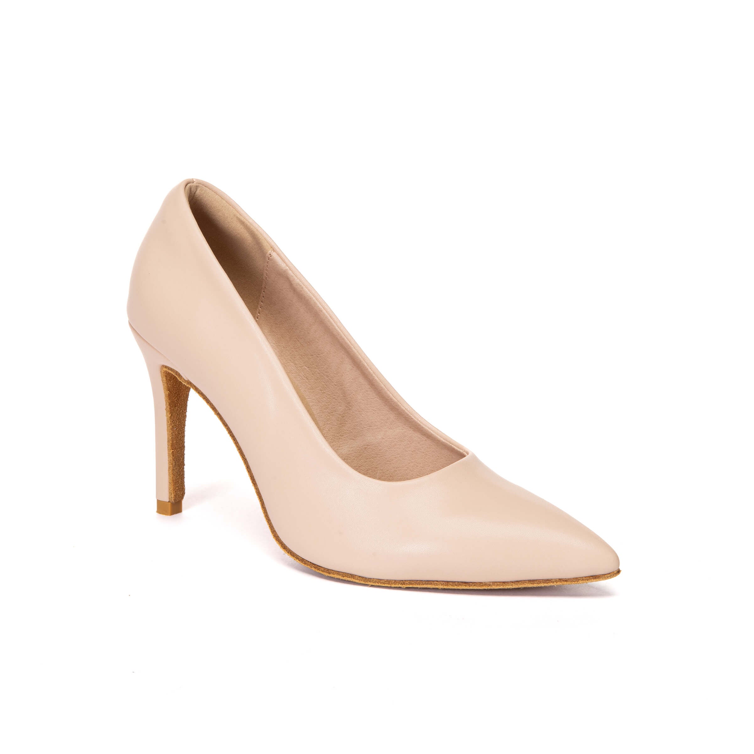 Décolleté in pelle opaca beige