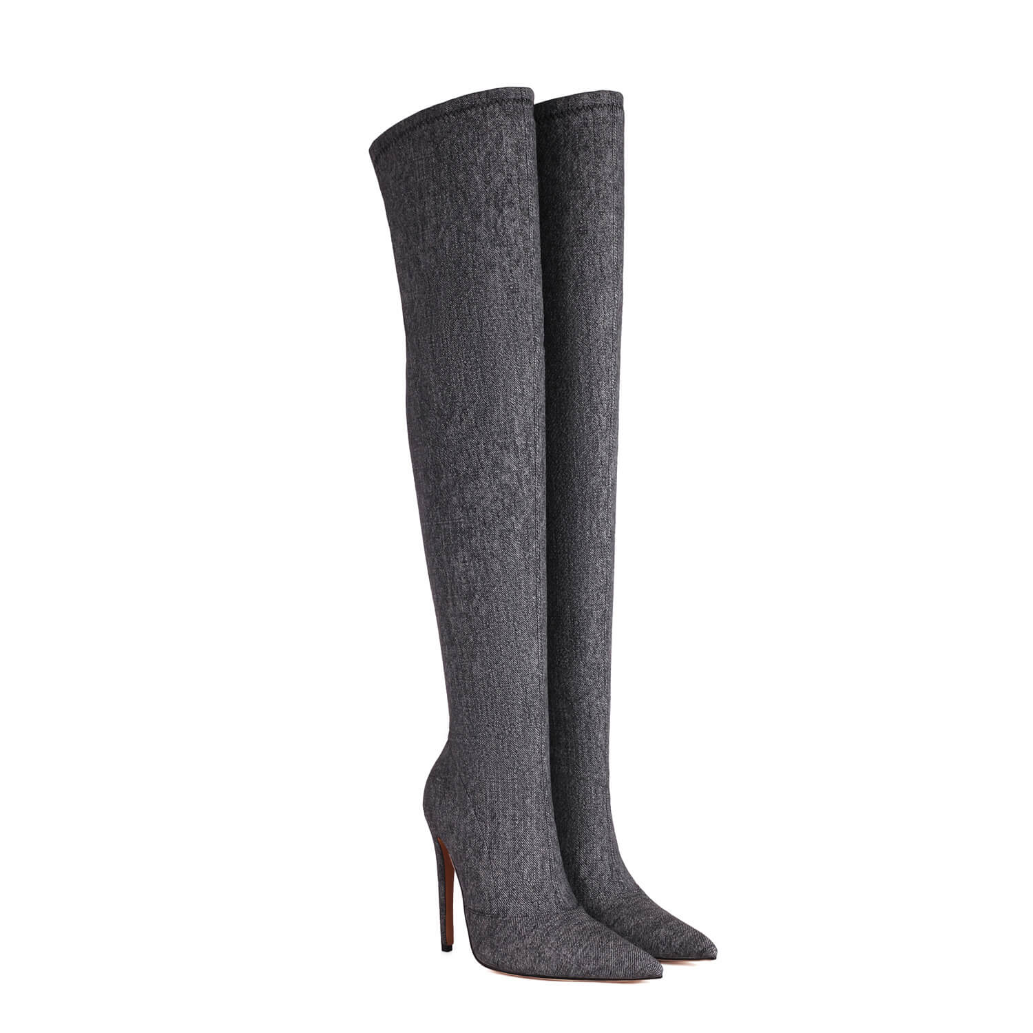 Stivali da cowboy neri Stivali al ginocchio con tacco alto