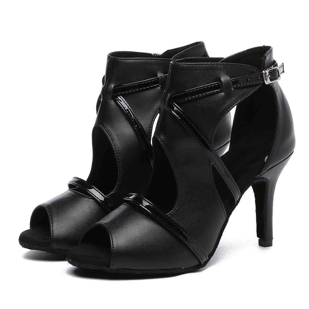 Stivali da ballo latino neri cavi