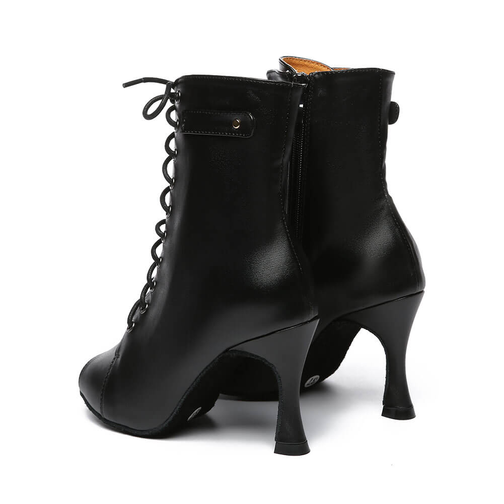 Stivaletti con tacco in pelle nera