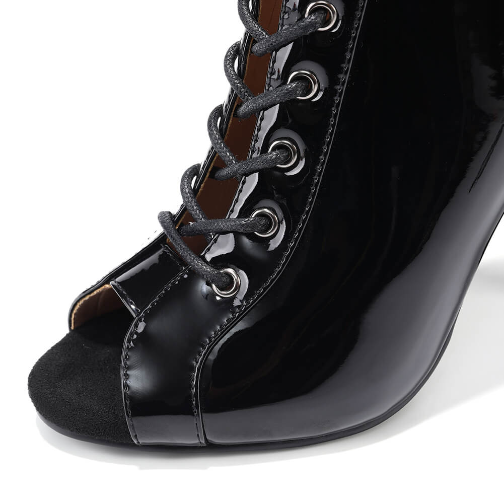 Chaussures de danse à lacets en cuir noir
