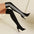Black Lycra Side Stripe Over-the-Knee Boots
