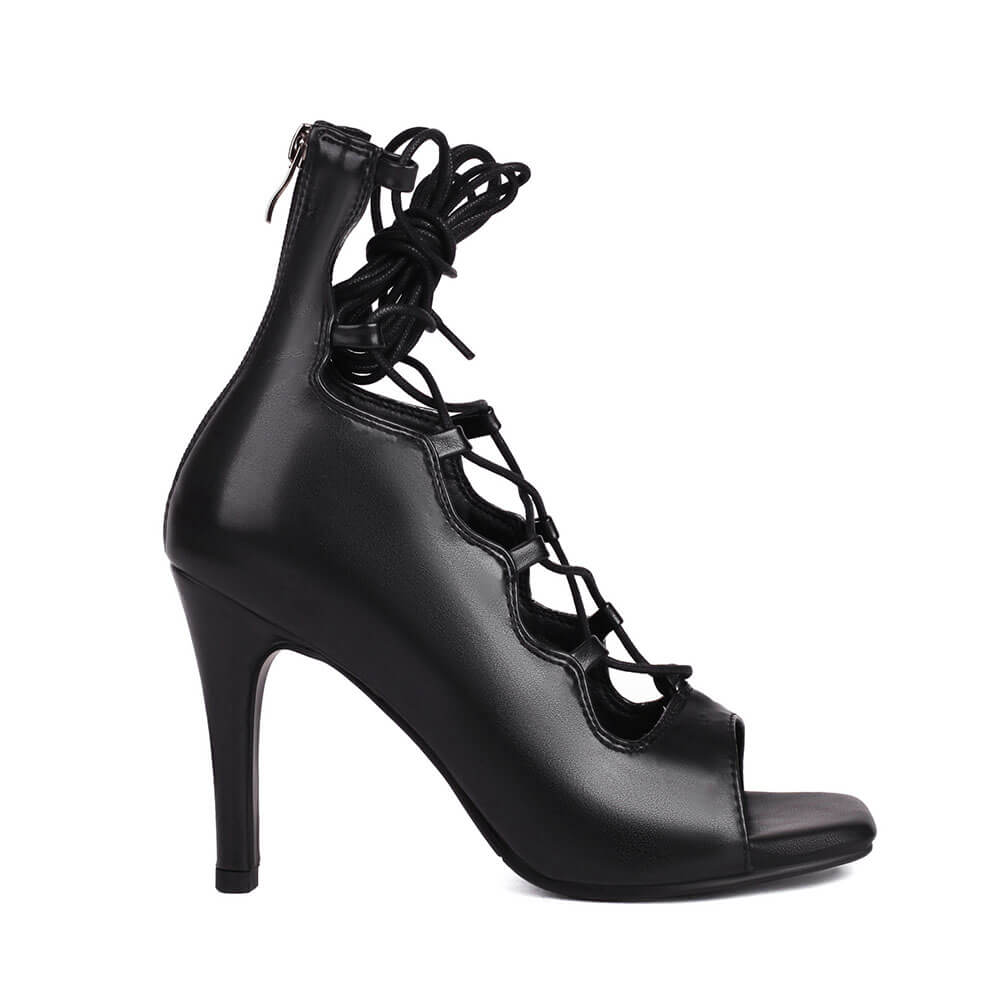 Stivali da ballo con lacci neri opachi