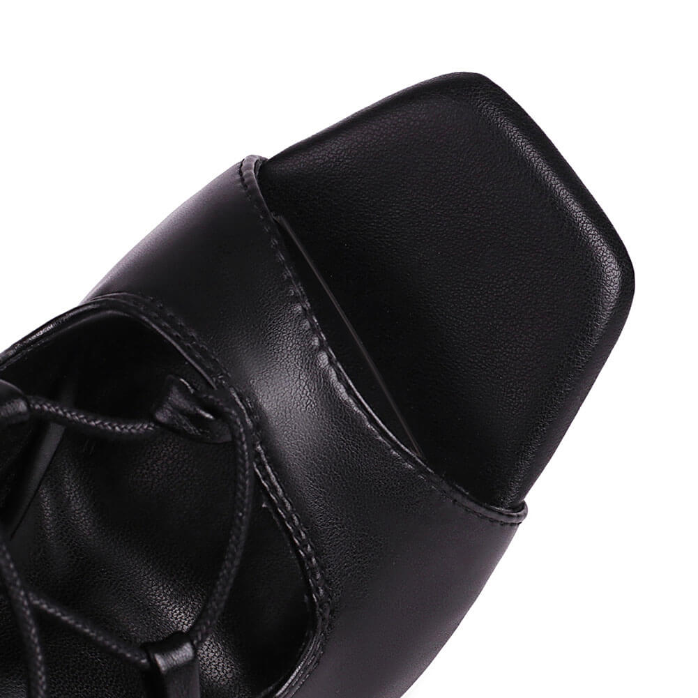 Stivali da ballo con lacci neri opachi