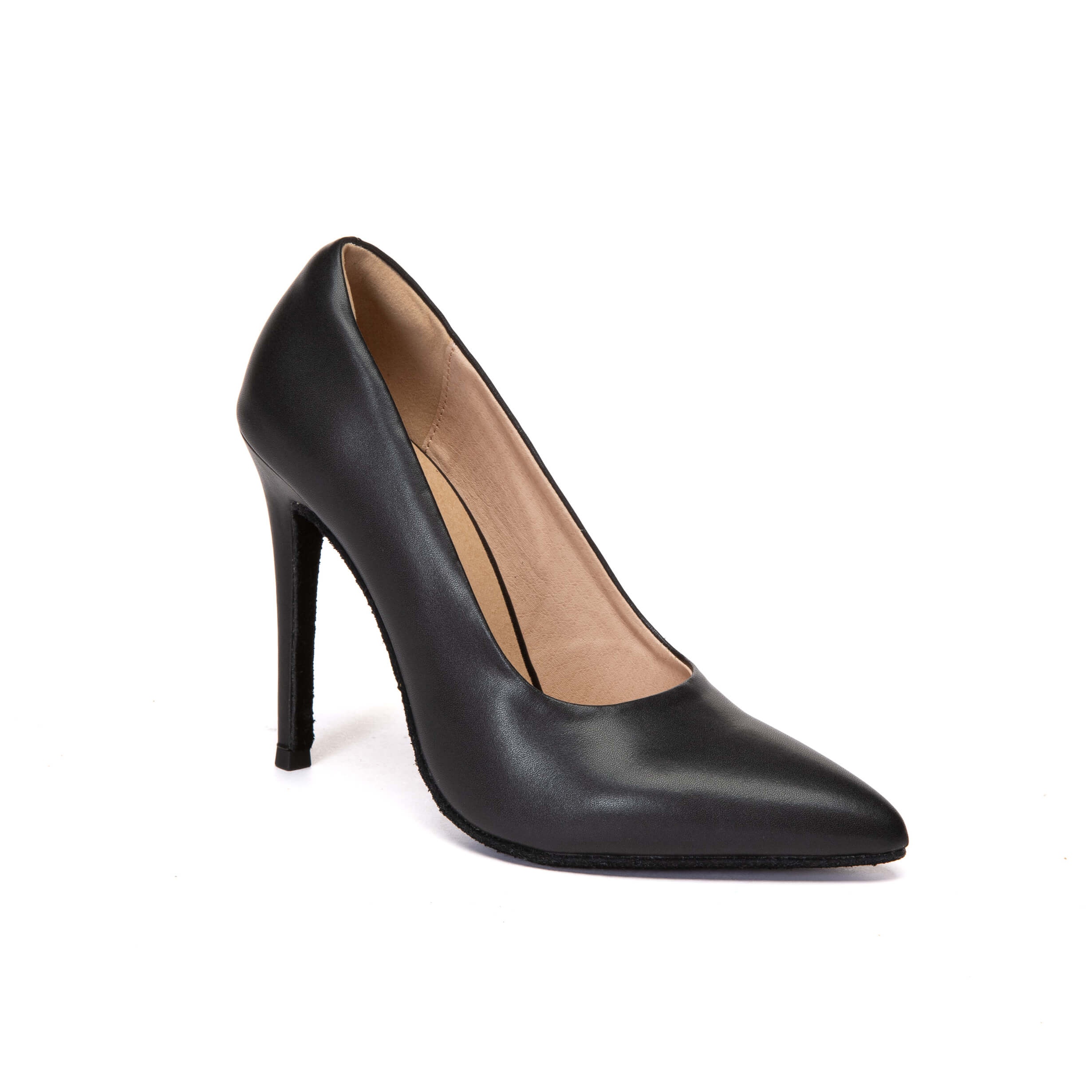 Décolleté in pelle nera opaca