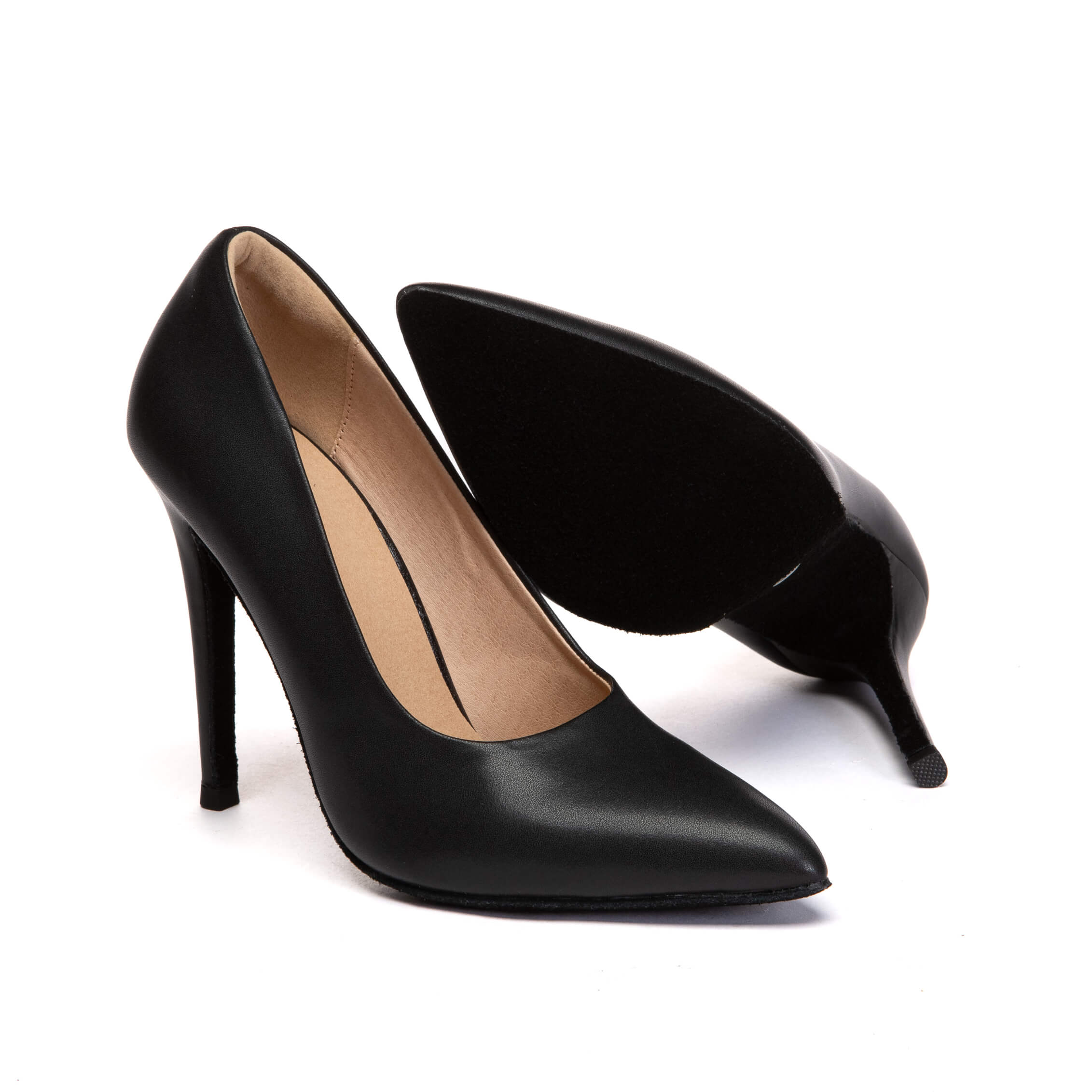 Décolleté in pelle nera opaca