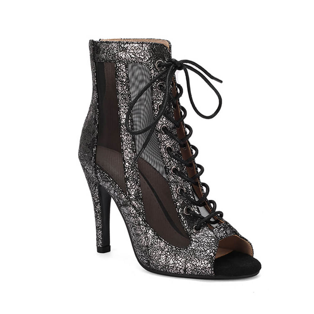 Black Metallic Crackle Dance Boots