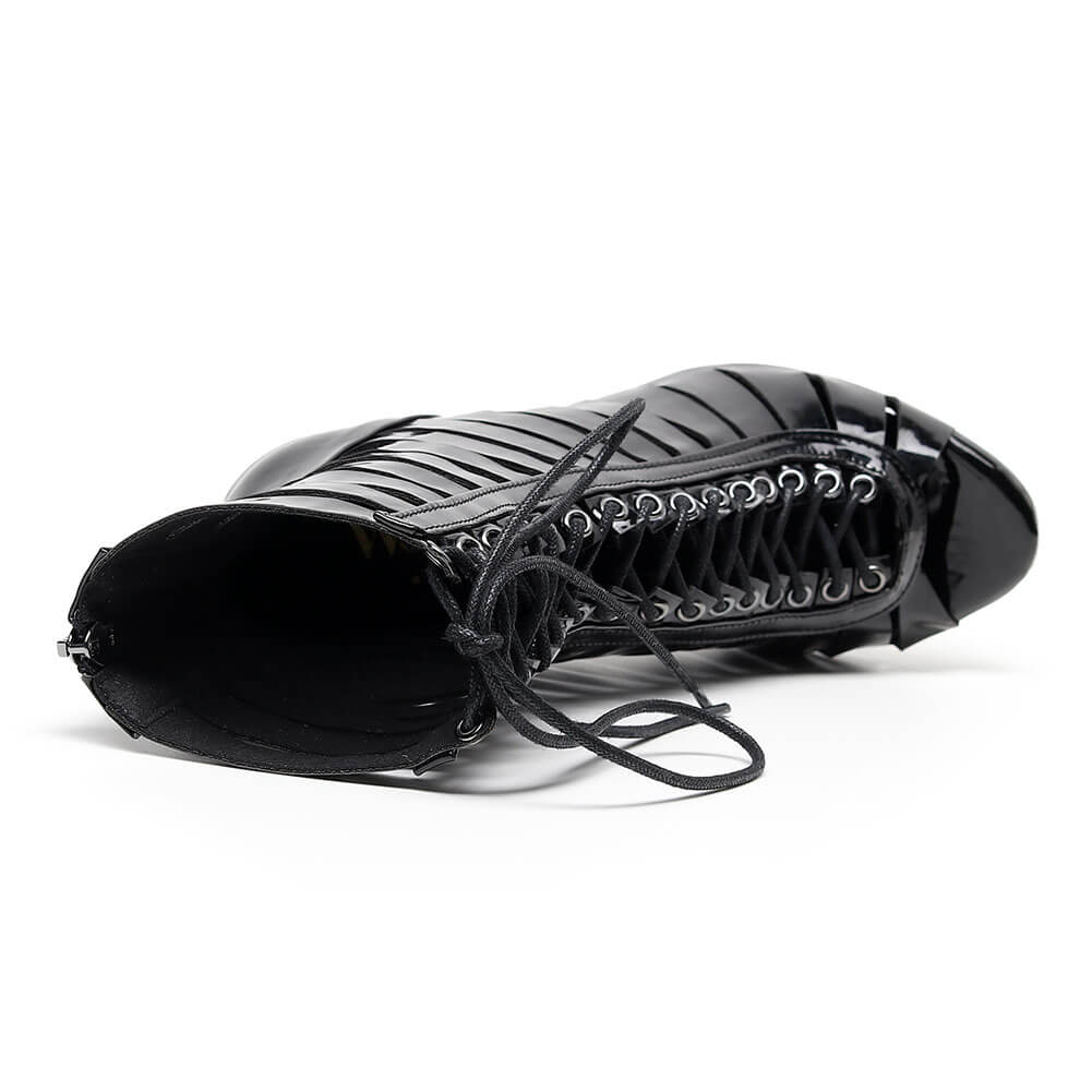 Scarpe da salsa latina nere con punta aperta