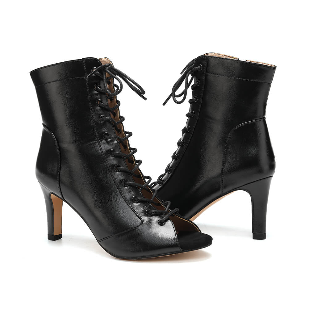 Stivali da donna con tacco alto in pelle PU nera