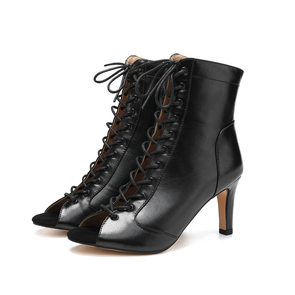 Stivali da donna con tacco alto in pelle PU nera