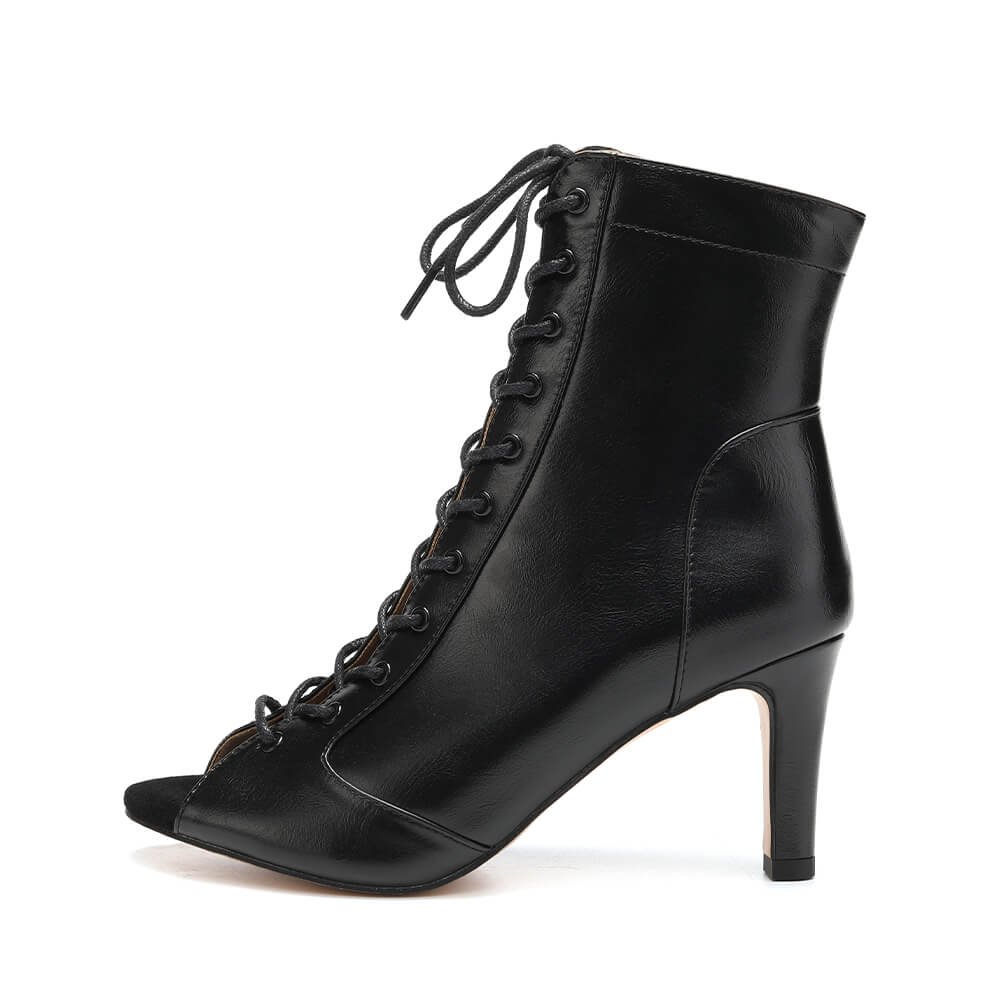 Stivali da donna con tacco alto in pelle PU nera