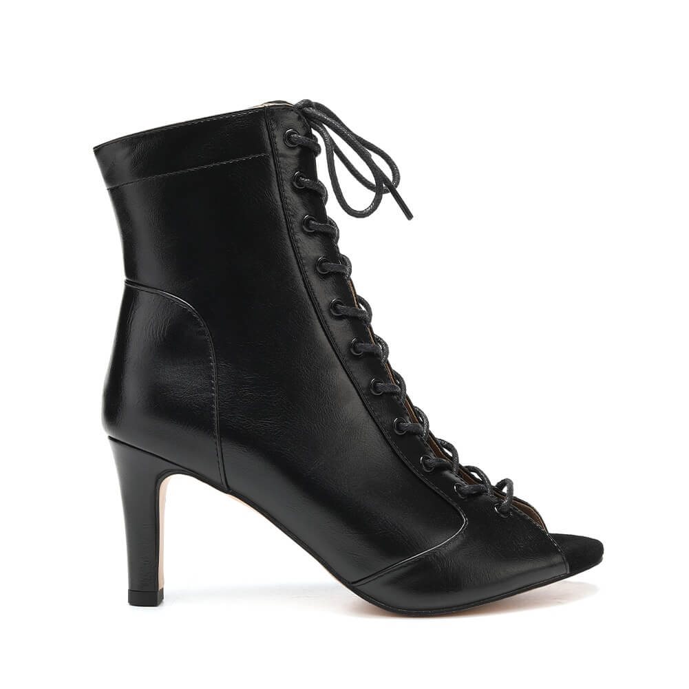 Stivali da donna con tacco alto in pelle PU nera