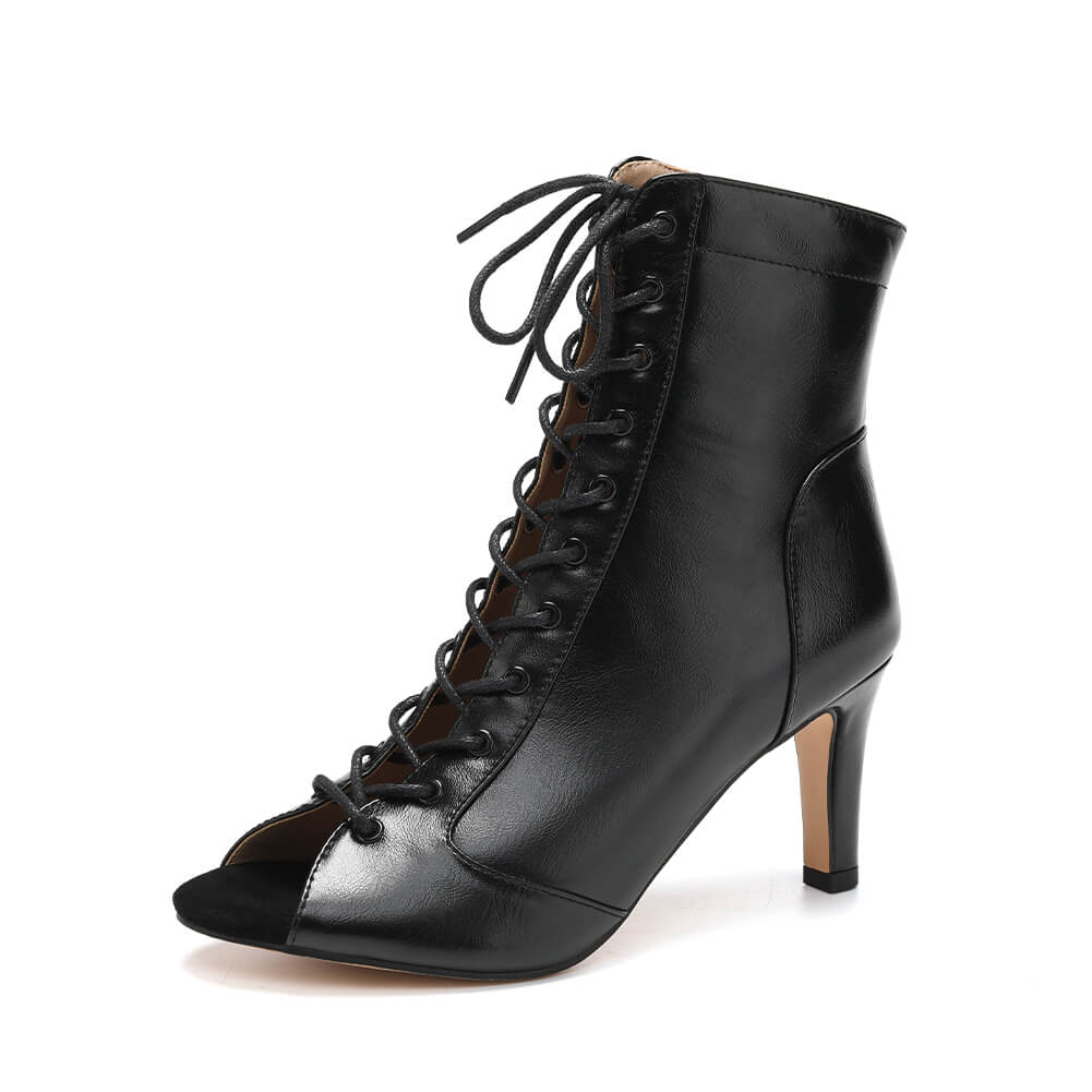 Stivali da donna con tacco alto in pelle PU nera