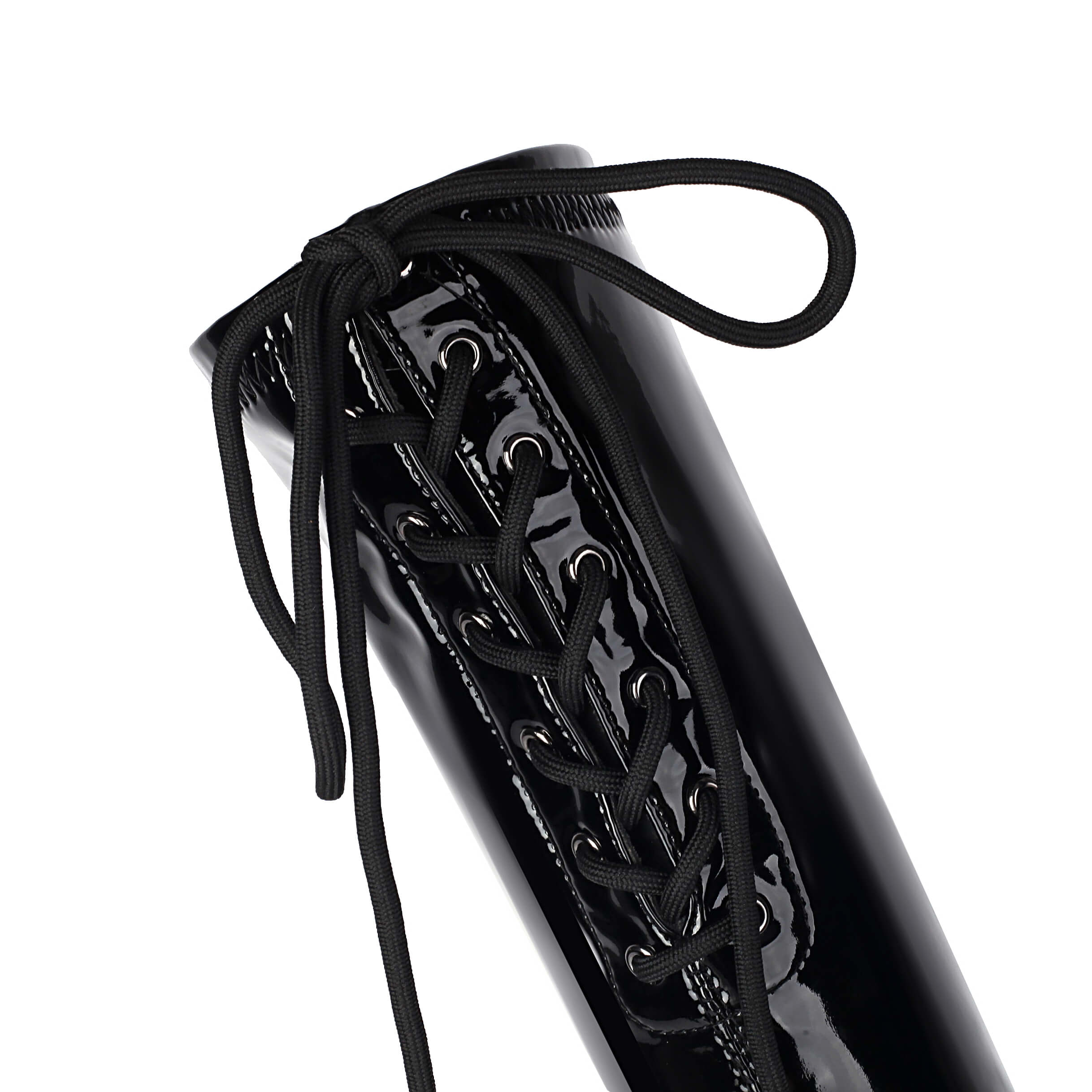 Stivali sopra il ginocchio con punta chiusa in vernice nera