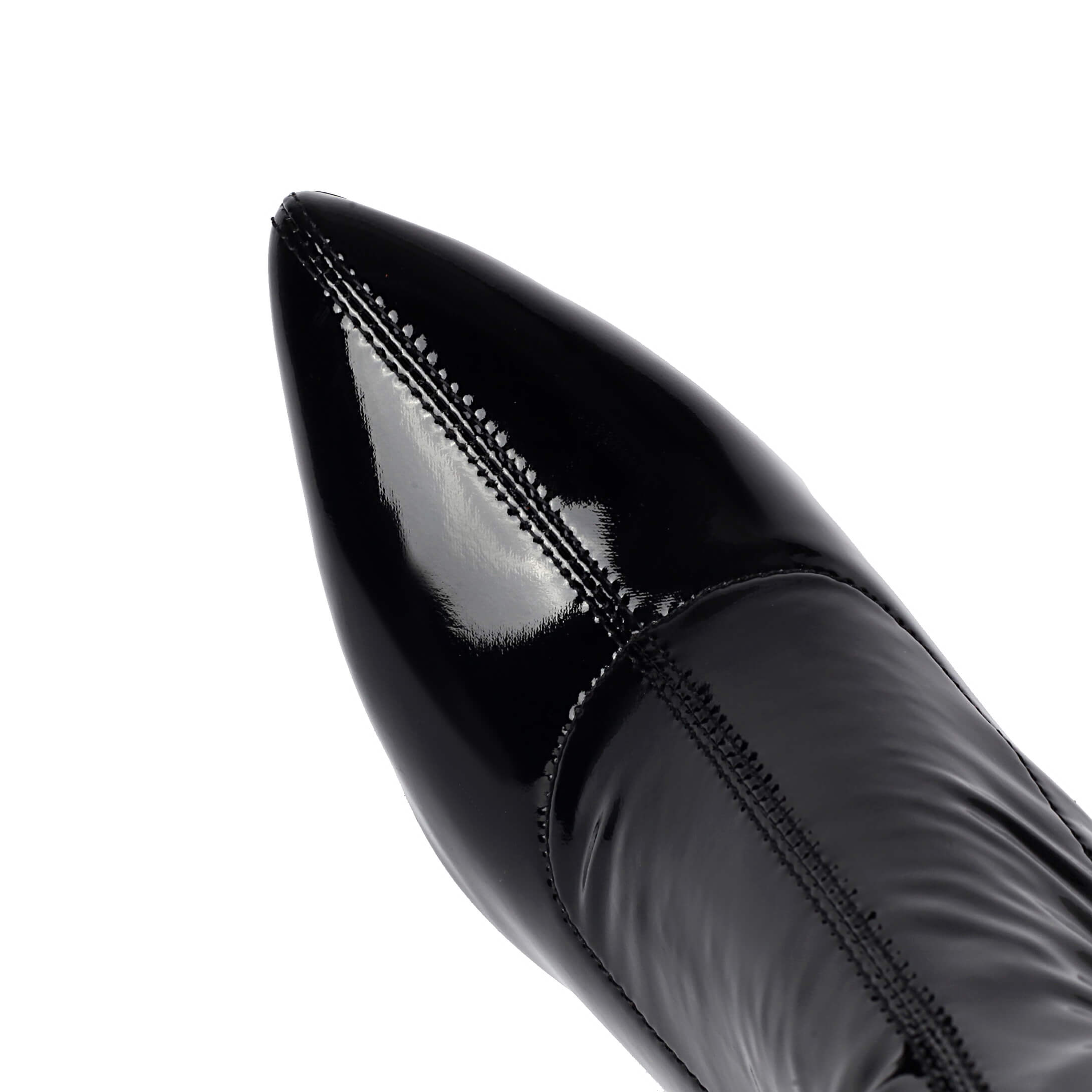 Stivali sopra il ginocchio con punta chiusa in vernice nera