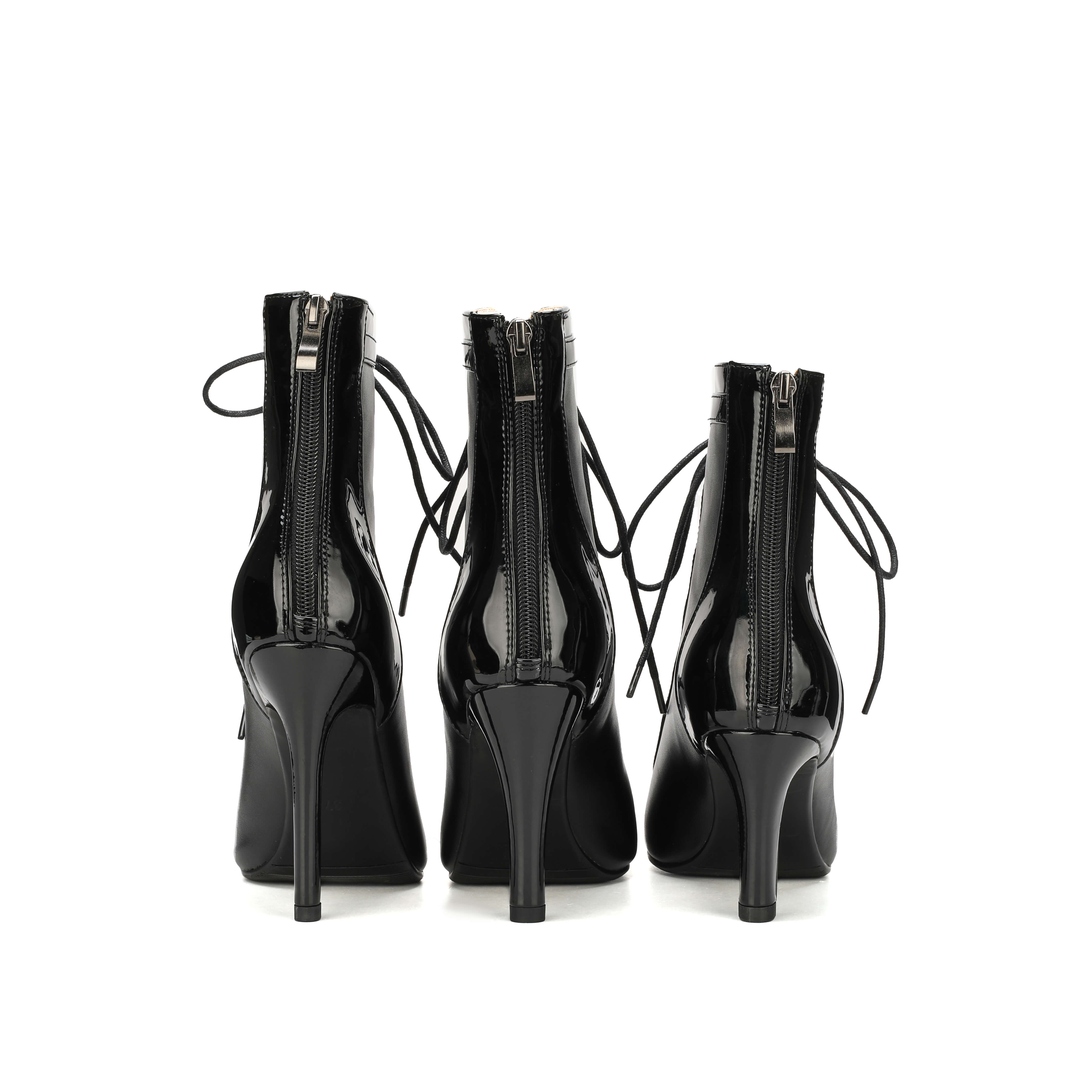 Black Patent Leather Open-Toe Dance Boots