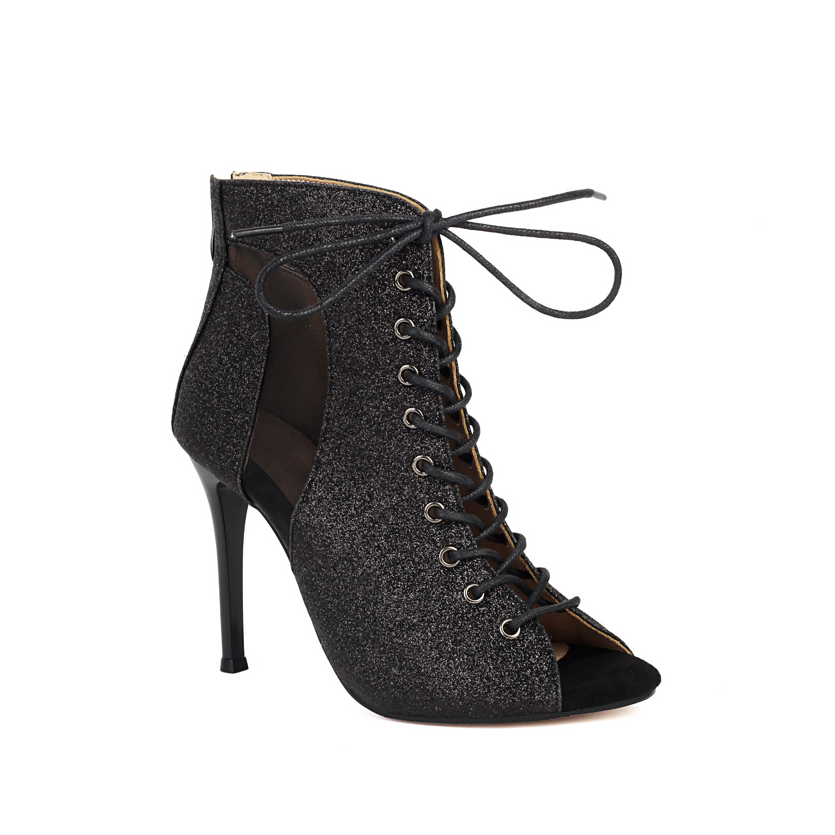 Bottes de danse en maille à paillettes noires