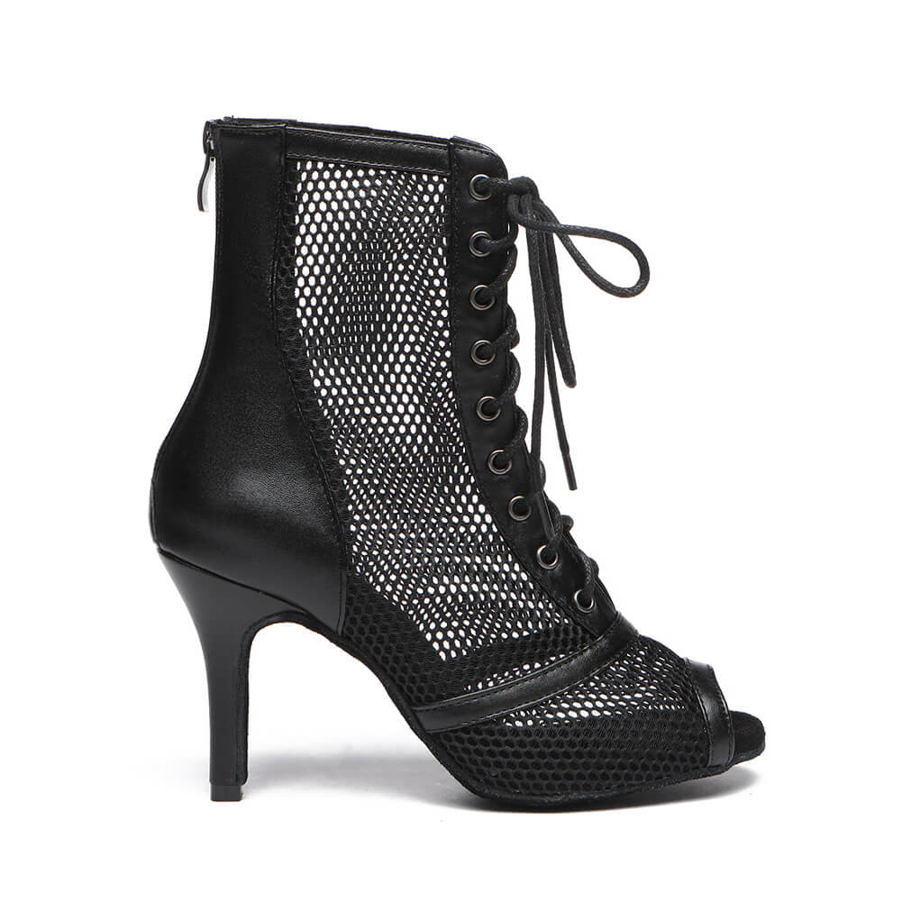 Bottes de danse en maille à lacets pour femmes noires
