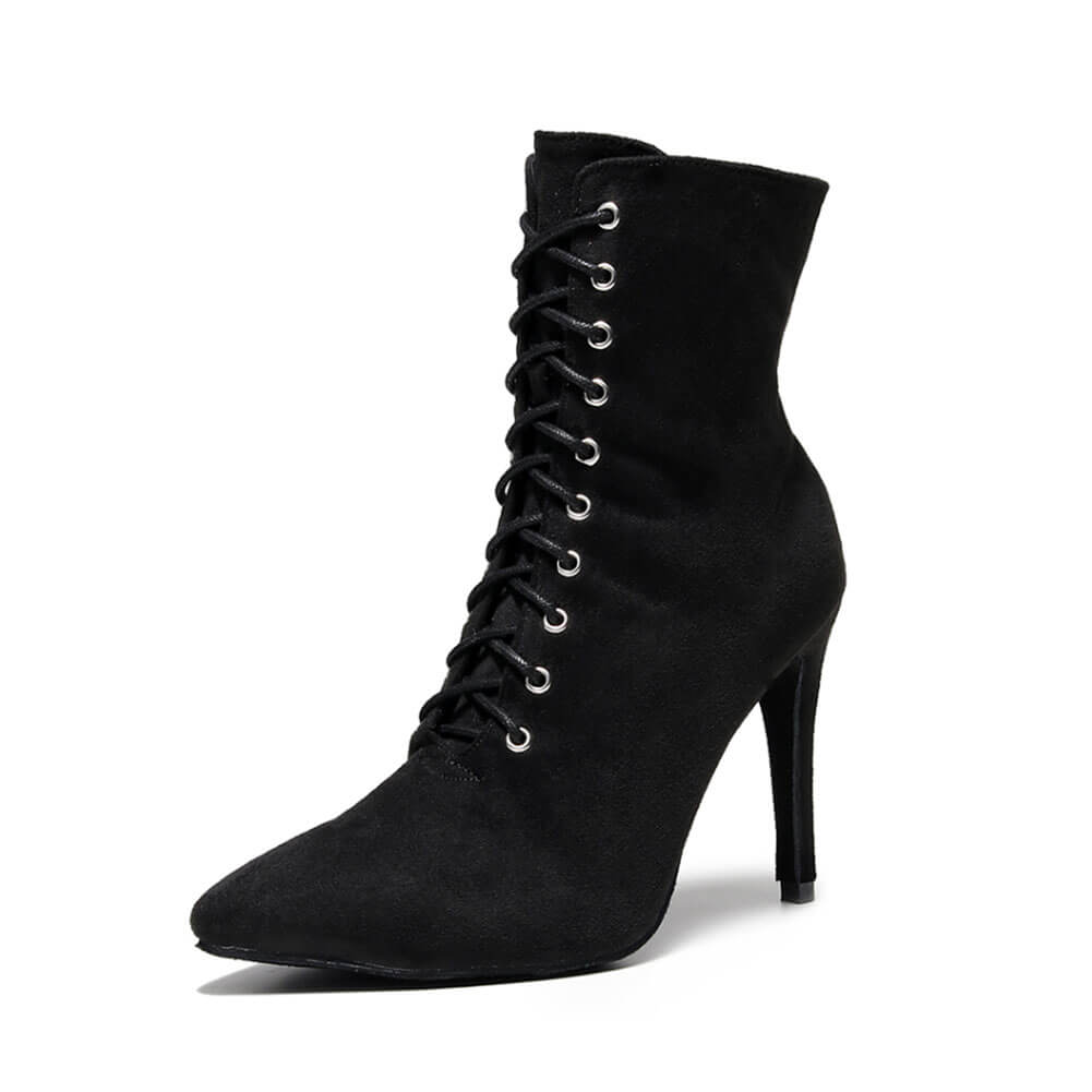 Stivali da ballo neri con lacci e punta chiusa