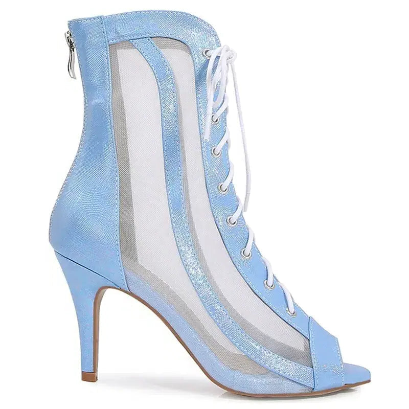 Blue Stiletto Open-Toe Dance Boots