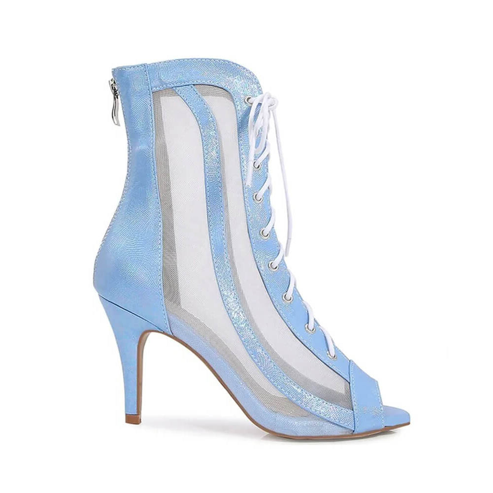 Blue Stiletto Open-Toe Dance Boots