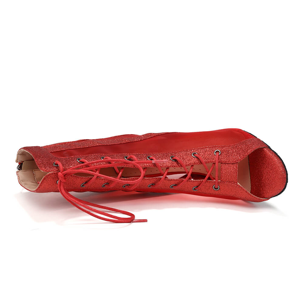 Stivali da danza jazz in rete traspirante rossa