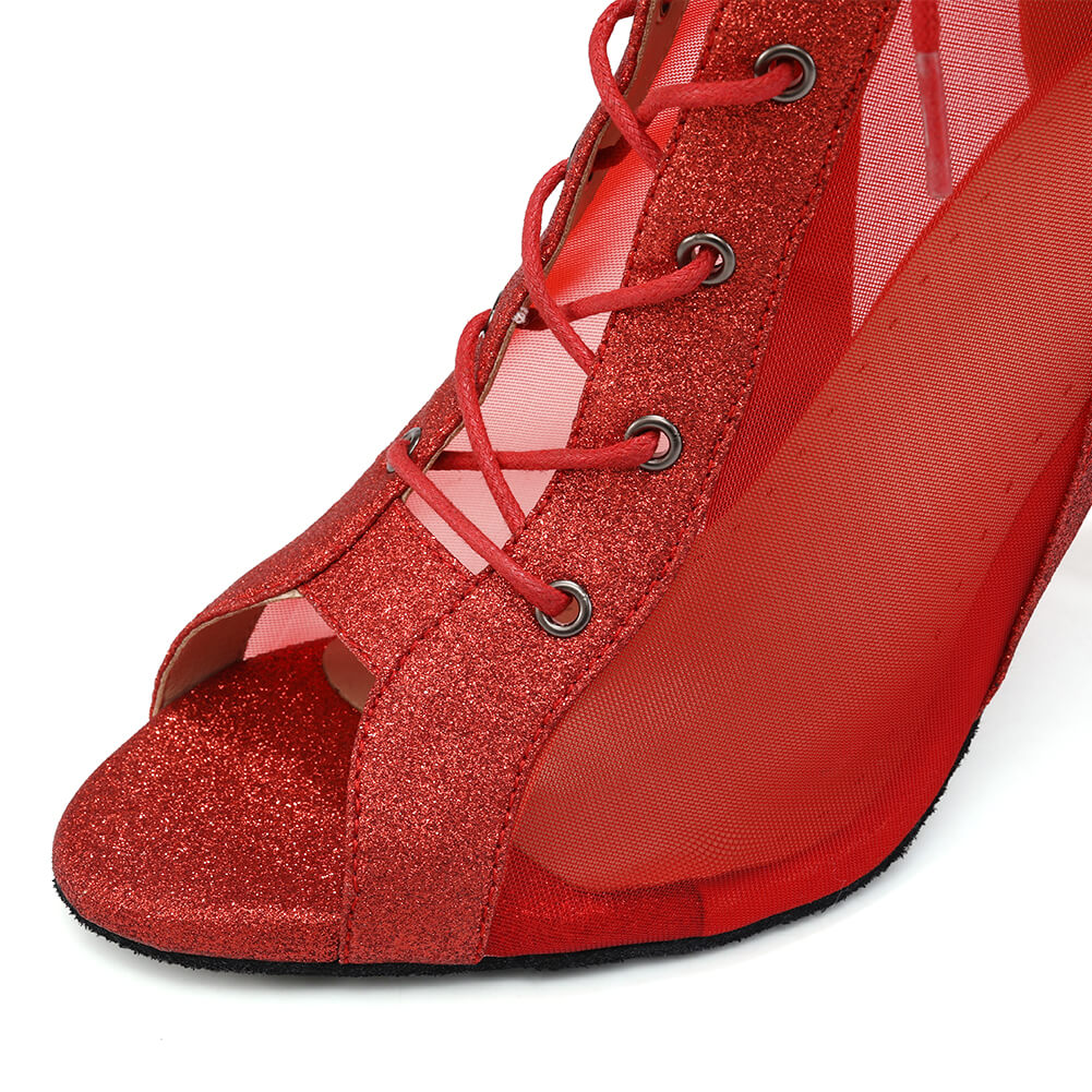 Stivali da danza jazz in rete traspirante rossa