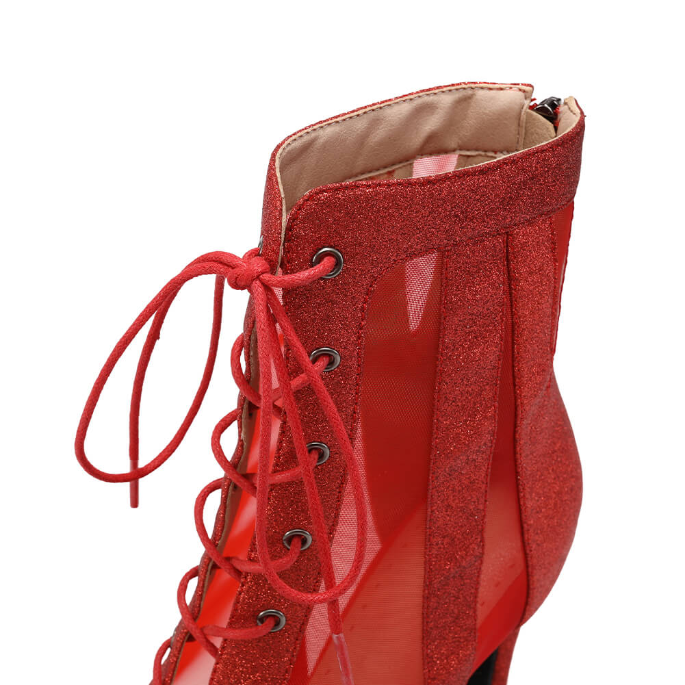 Stivali da danza jazz in rete traspirante rossa