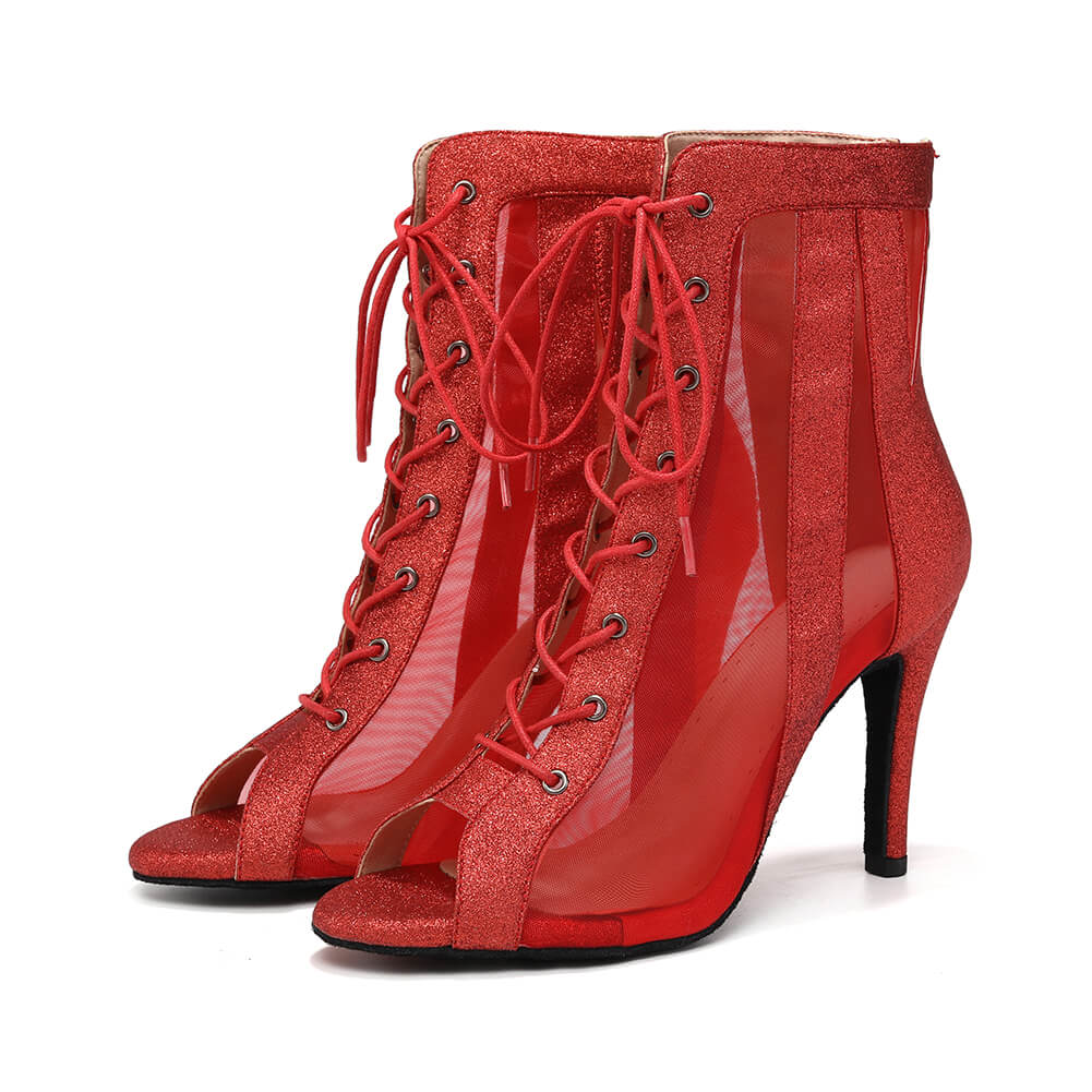 Stivali da danza jazz in rete traspirante rossa