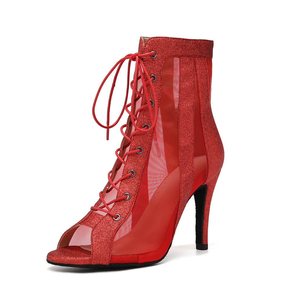 Stivali da danza jazz in rete traspirante rossa