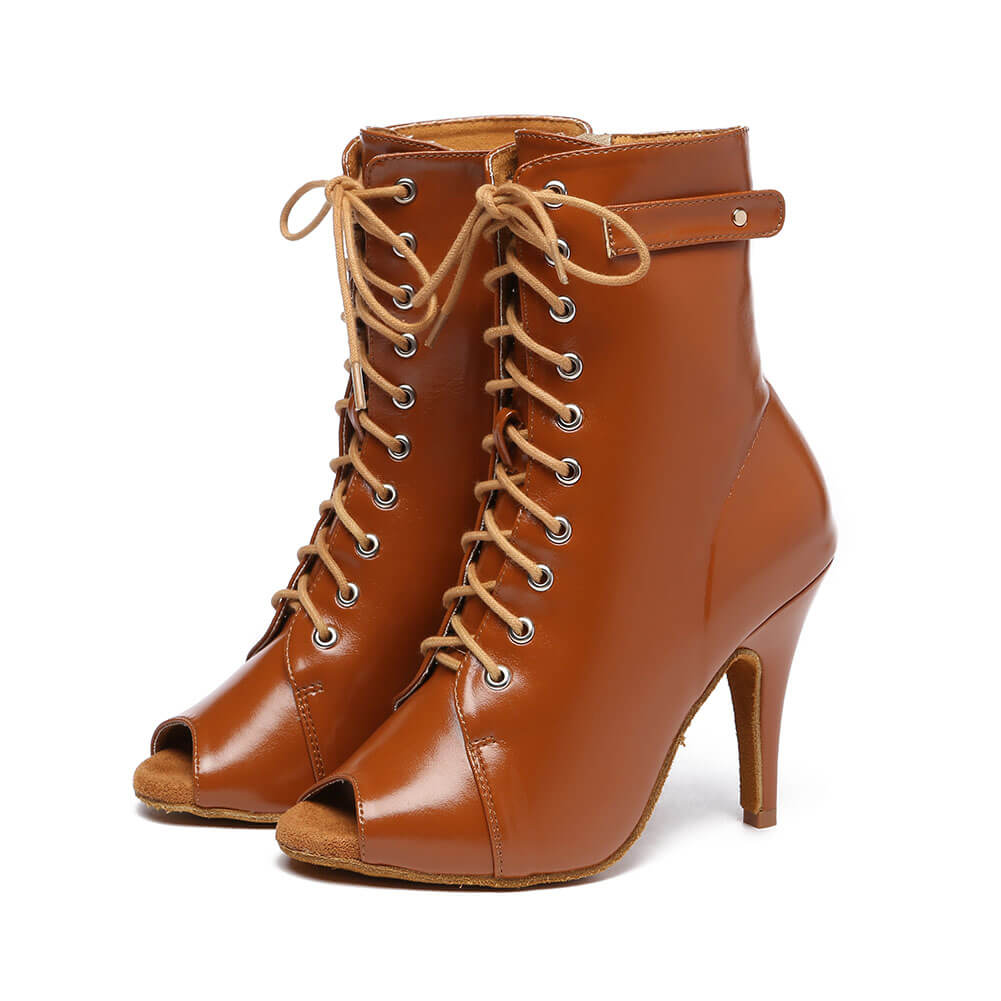Stivaletti con tacco a spillo con lacci sul davanti