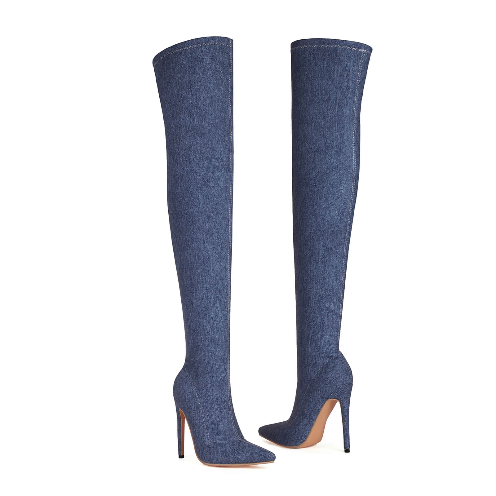 Stivali da cowboy Stivali al ginocchio con tacco alto a spillo con zip alla moda