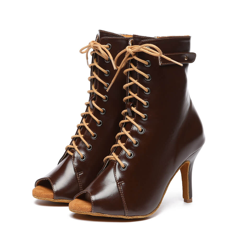 Stivaletti con tacco a spillo con lacci sul davanti