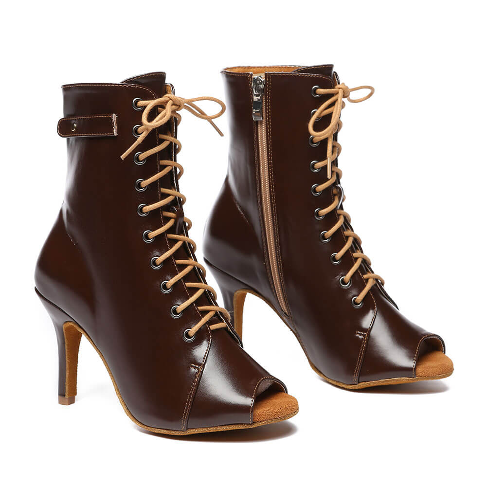 Stivaletti con tacco a spillo con lacci sul davanti
