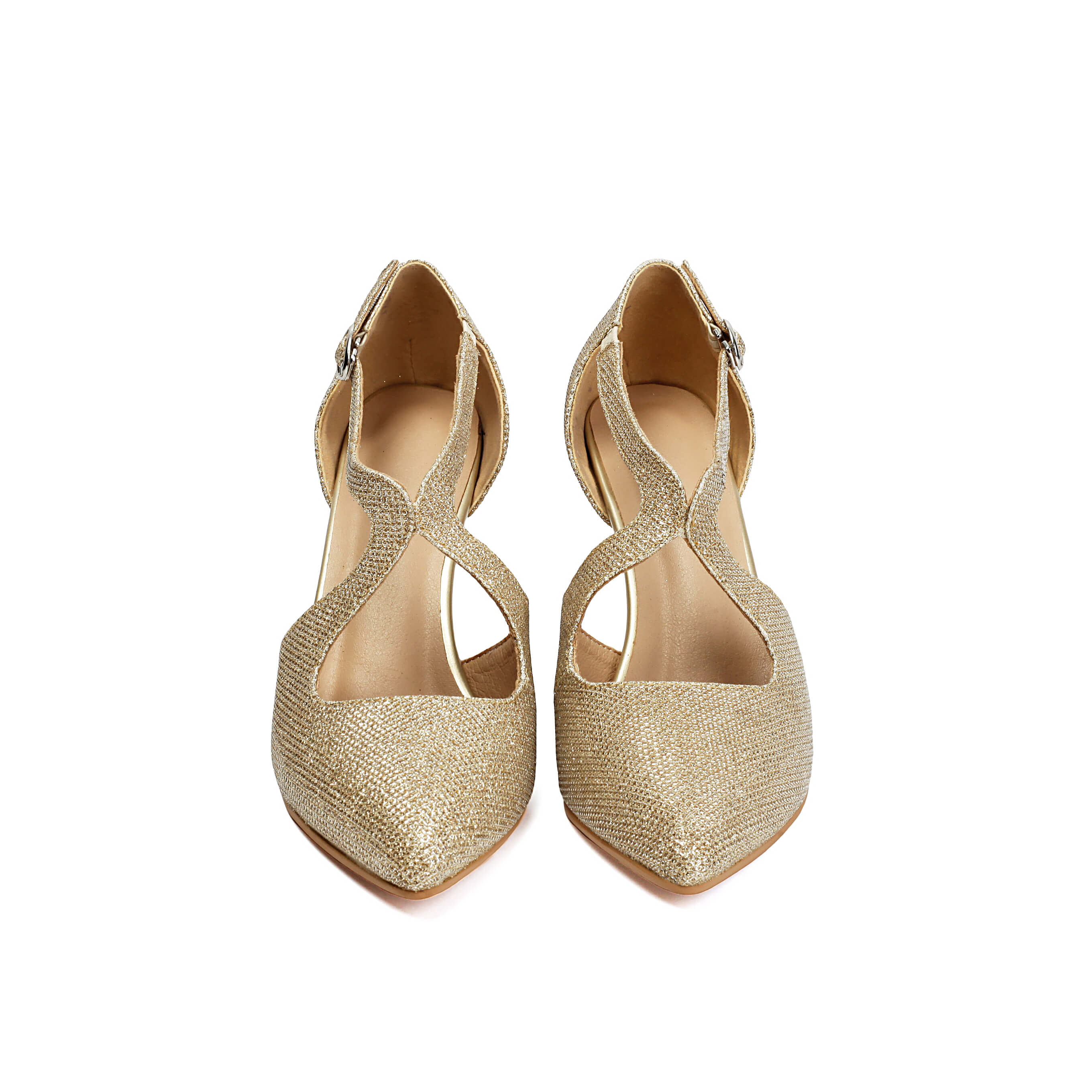 Scarpe da salsa con punta a punta e glitter dorati