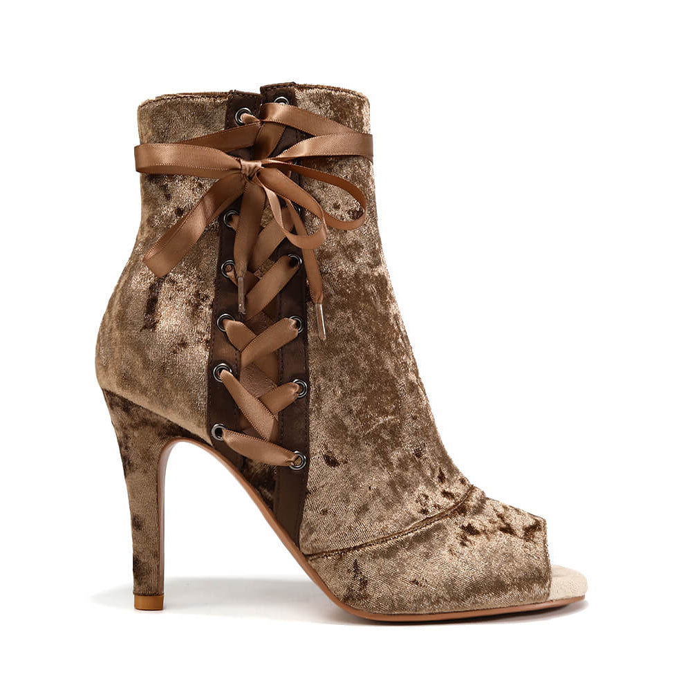 Golden Brown Velvet Dance Boots