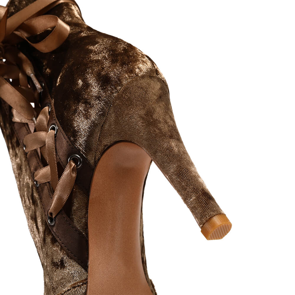 Golden Brown Velvet Dance Boots
