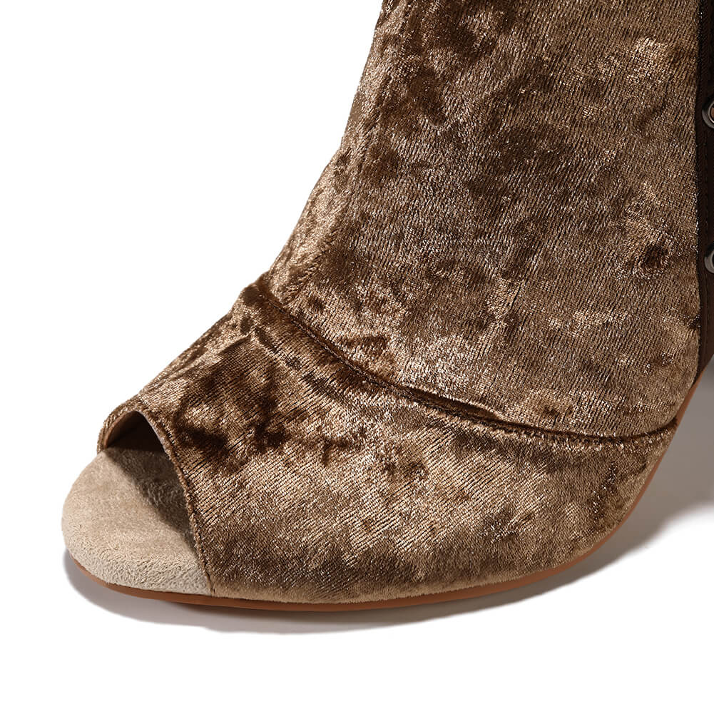 Golden Brown Velvet Dance Boots