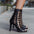 Black Grid Hollow Dance Sandals High Heels