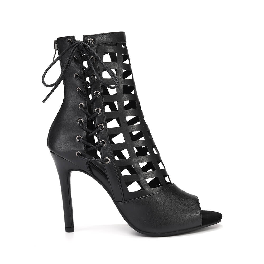 Sandali da ballo con tacco alto e motivo a griglia