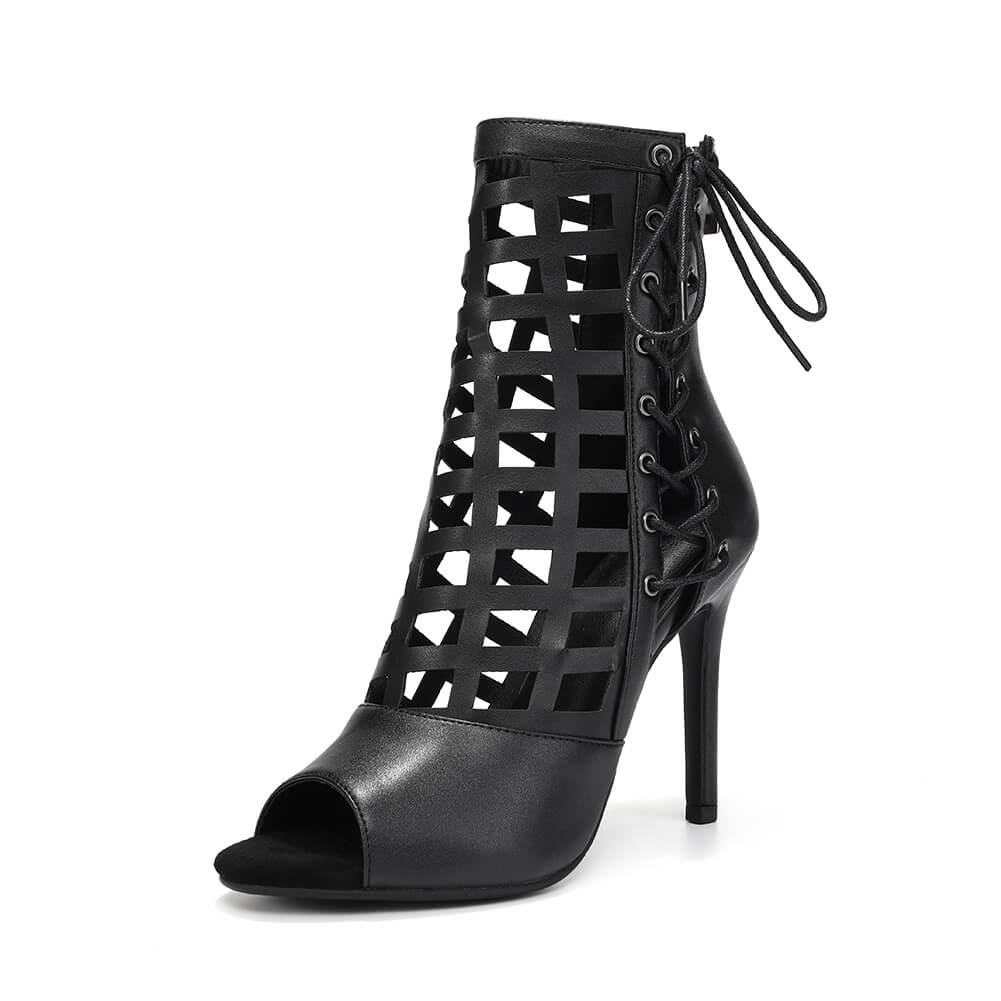 Sandali da ballo con tacco alto e motivo a griglia