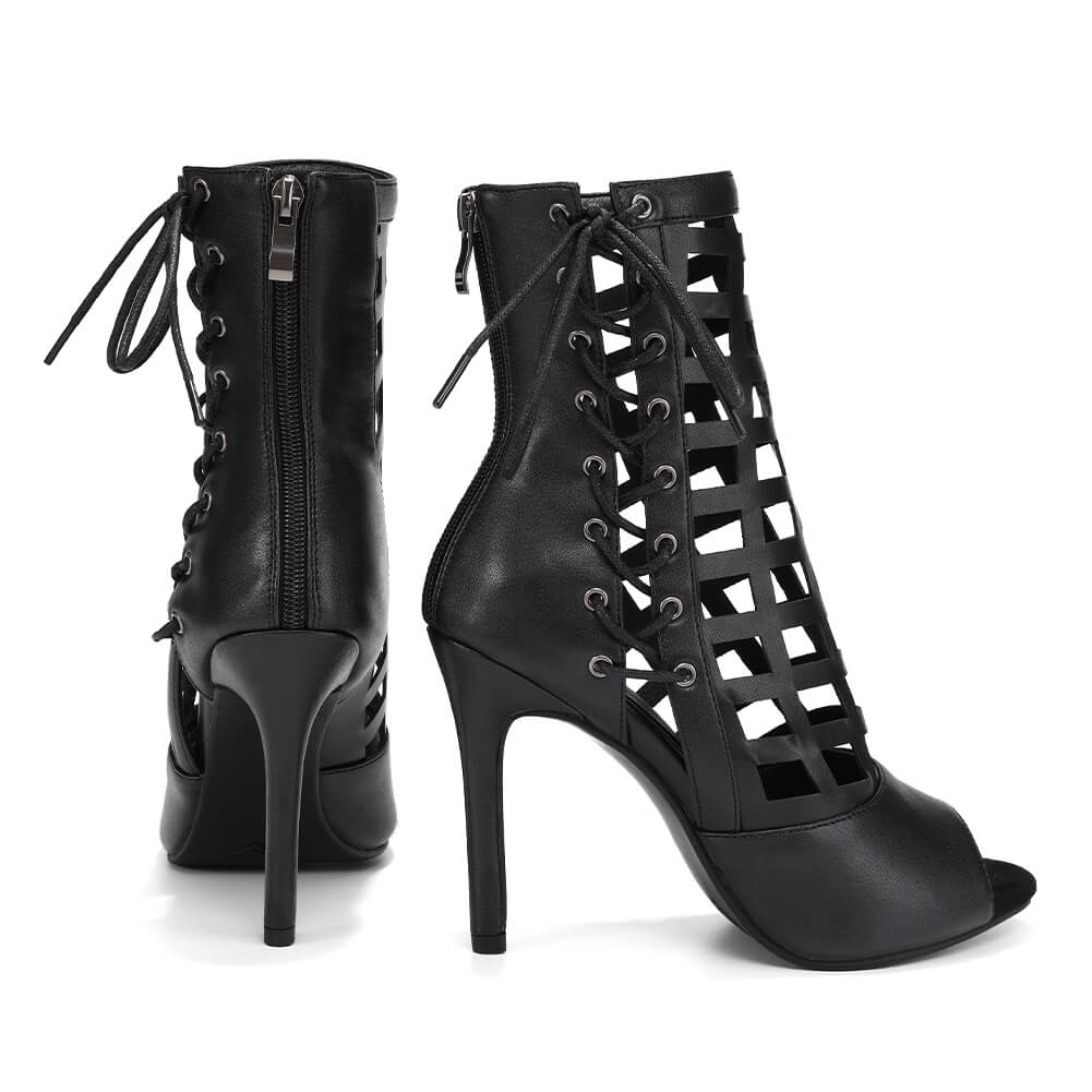 Sandali da ballo con tacco alto e motivo a griglia