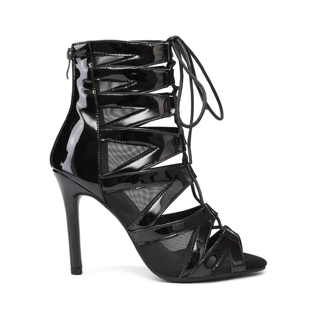 Scarpe con tacco alto nere con lacci per danza jazz latina
