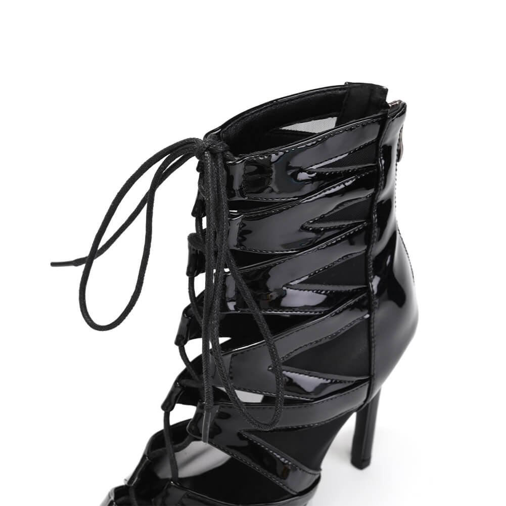 Black Lace-up Latin Jazz Dance High Heels