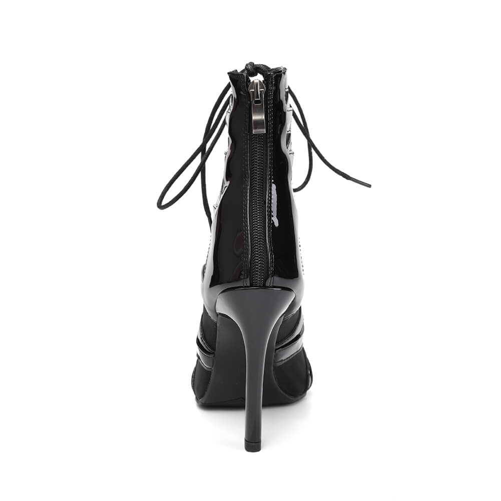 Black Lace-up Latin Jazz Dance High Heels