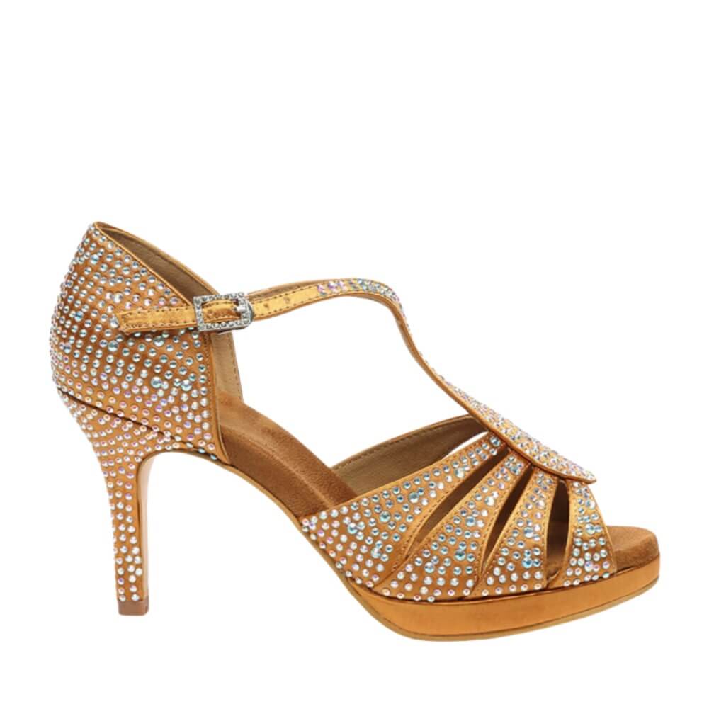 Chaussures de danse latine en satin et strass pour dames