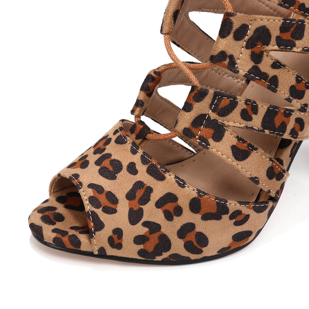 Sandali con cinturino cavo alla moda leopardata
